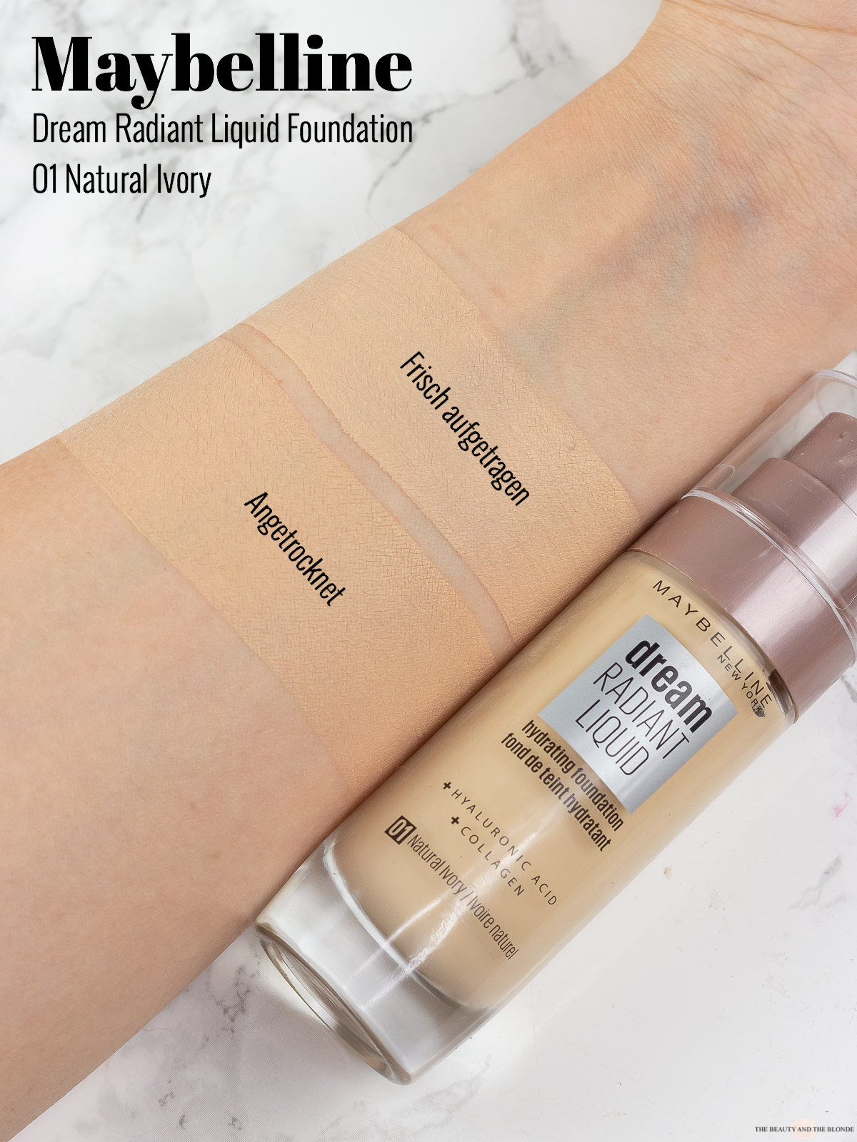 Maybelline Dream Radiant Liquid Foundation Swatches